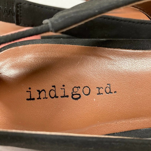Indigo Rd. Shoes Womens Sz 6 Black Faux Suede Irgauri Point Toe Slingback Flats - Picture 6 of 7
